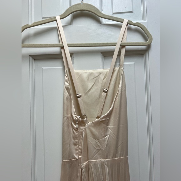 Lulus Give us a Twirl Champagne Satin Pleated Midi Dress - Picture 6 of 11
